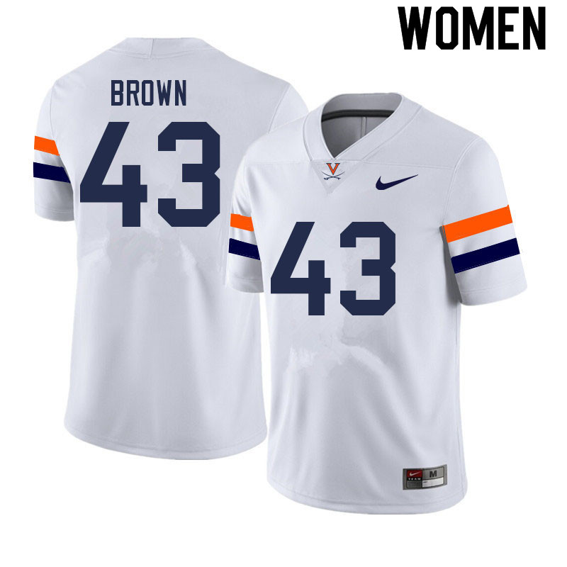 Women #43 Elliott Brown Virginia Cavaliers College Football Jerseys Sale-White